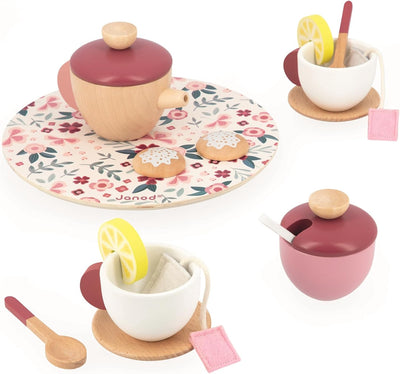 JANOD Twist Tea Set Tee-Spielset-16 Zubehörteile Filz-Rollenspiel-Teeservice für Kinder-Spielzeug au