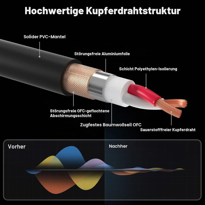 NUOSIYA XLR Kabel 6m 2Pack Symmetrisches Mikrofonkabel, Metallfeder SR Design XLR-Stecker auf Buchse