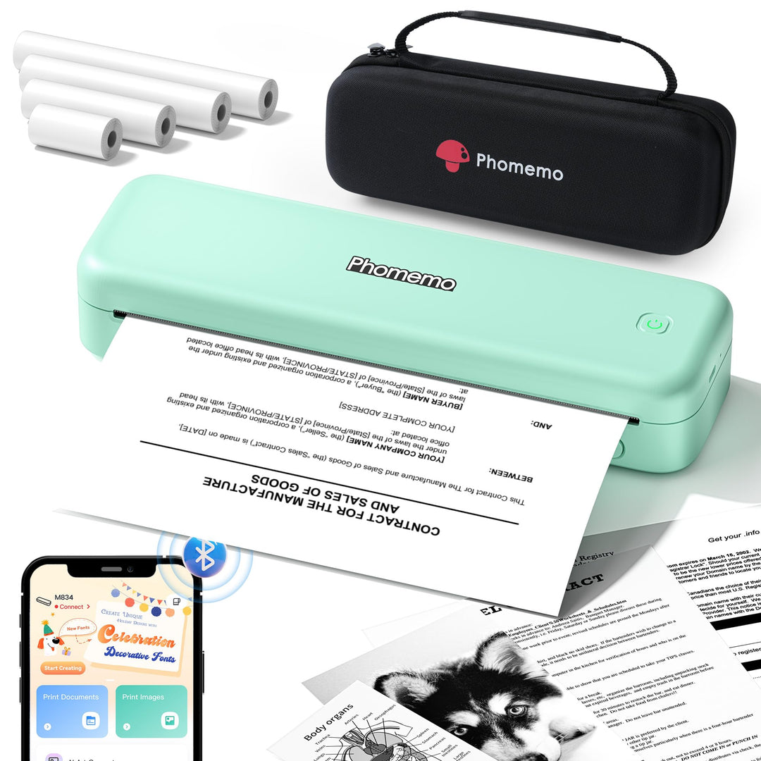 Phomemo M834 Thermodrucker A4, Mobiler Drucker A4 für Unterwegs, Büro, Schule, Zuhause, Kompatibel m
