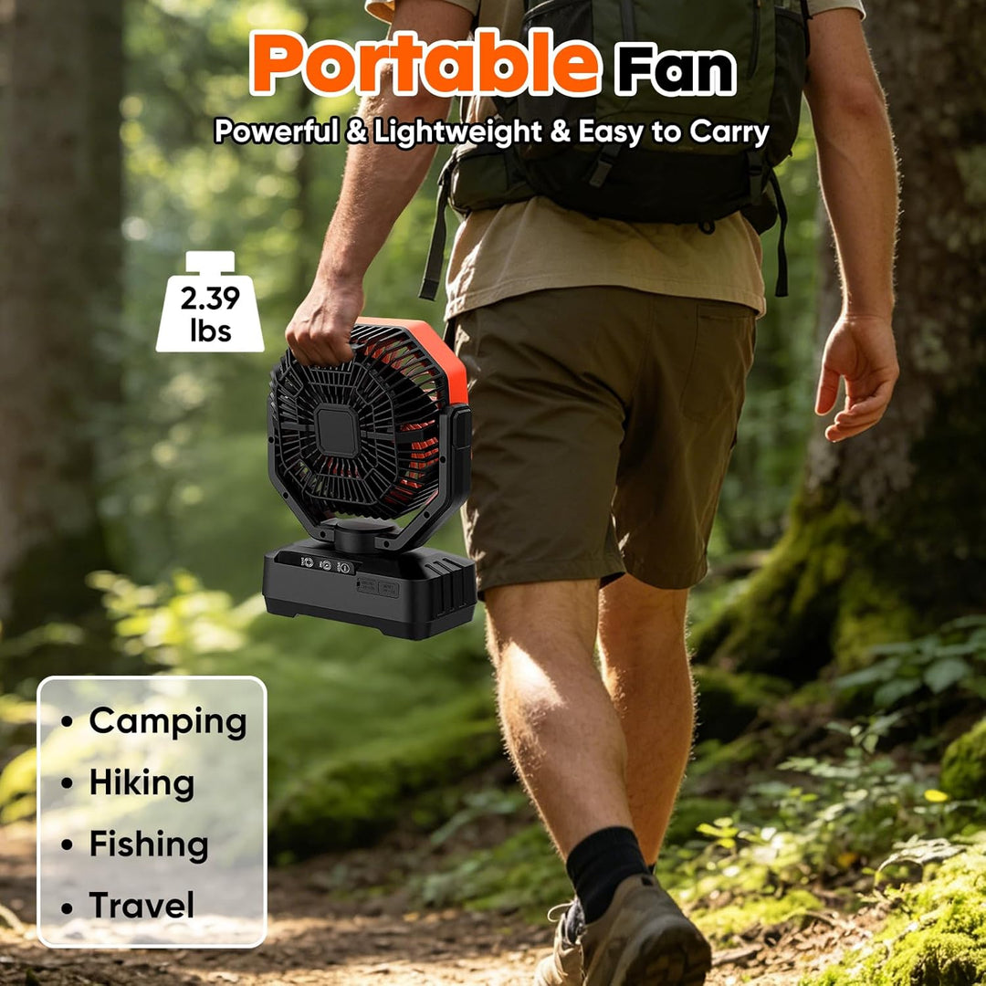 COZII Camping Ventilator 20000mAh, USB Ventilator Akku Tischventilator Oszillierend mit LED Licht, F