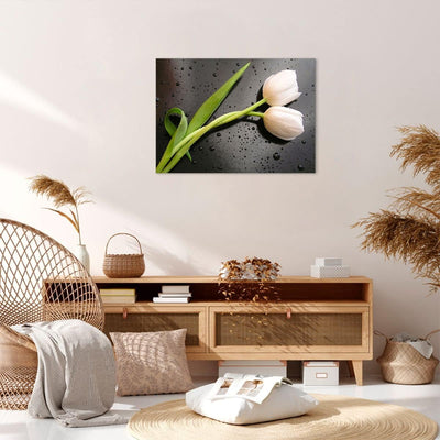 Bilder auf Leinwand Tulpen Blume Pflanzung Pflanze Leinwandbild 70x50cm Wandbilder Dekoration Wohnzi