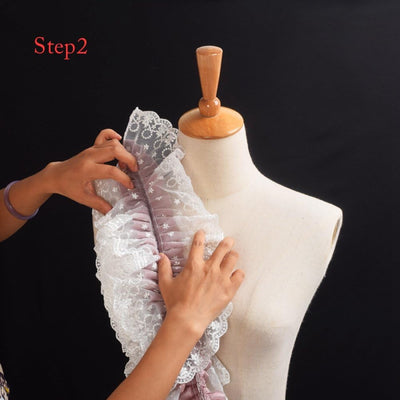 BLESSUME Renaissance Ruffle Kragen Elisabethanisch Rüsche Halsband M Violett / Weiss, M Violett / We