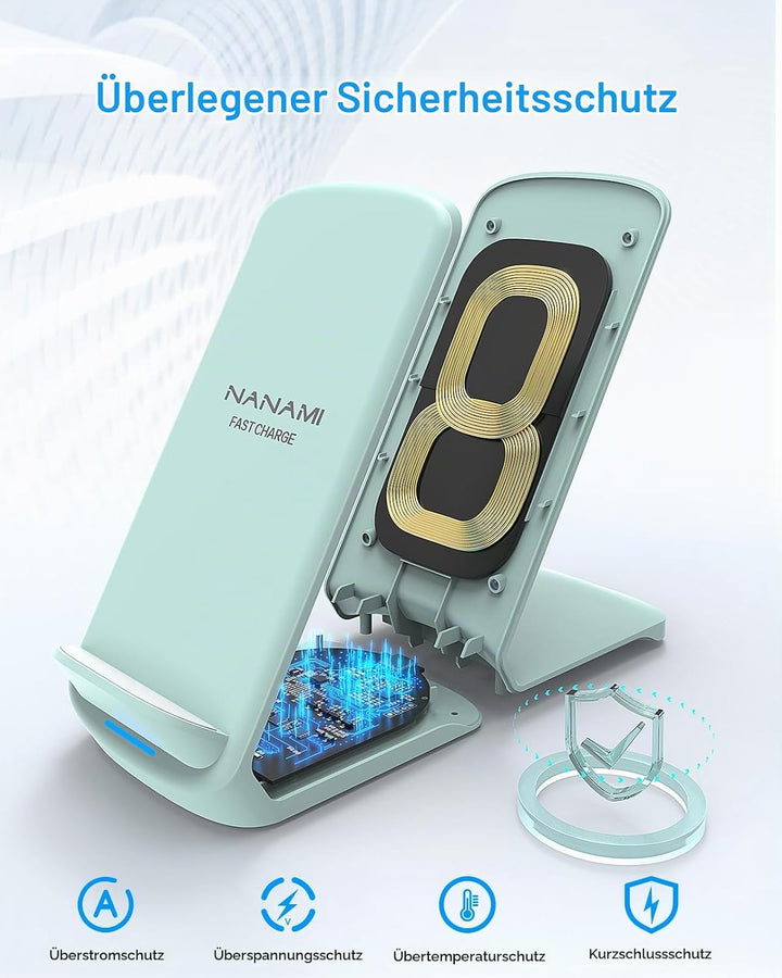 NANAMI Fast Wireless Charger mit 20W PD Netzteil, 15W Induktive Ladestation | Für iPhone 17/16/15/14