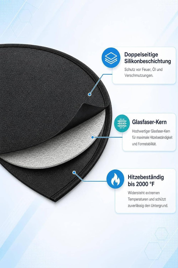 Feuerfeste Unterlage Rund, Hitzebeständige Bodenschutzmatte für Feuerschale &amp; Grill, wasserdicht &amp; ö