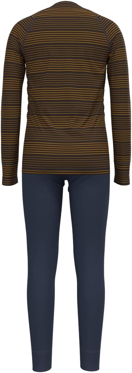 Odlo Unisex Kinder Active Warm Eco Baselayer-Set 92 Dark Sapphire - Buckthorn Brown, 92 Dark Sapphir