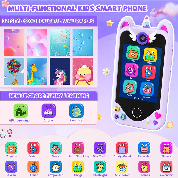Kinder Handy Smartphone Mädchen Geschenke - Weihnachten Geburtstag Geschenke ab 3 4 5 6 Jahre Mädche