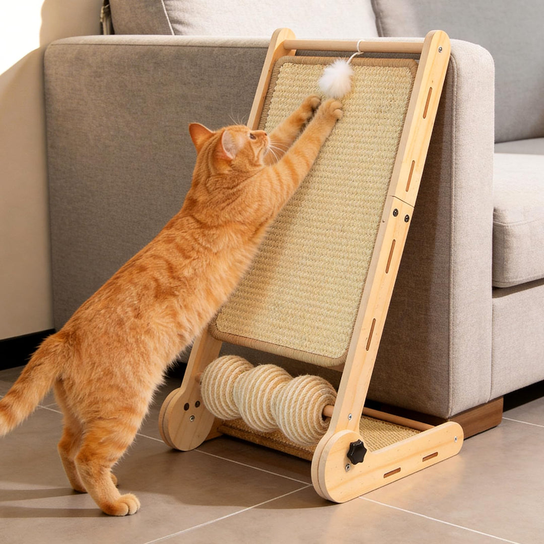DONWEI Katzen Kratzbrett L-Förmiger, 60 cm Hohe Sisal Kratzbretter Katze Mehrzweck, Kratzbrett Sisal