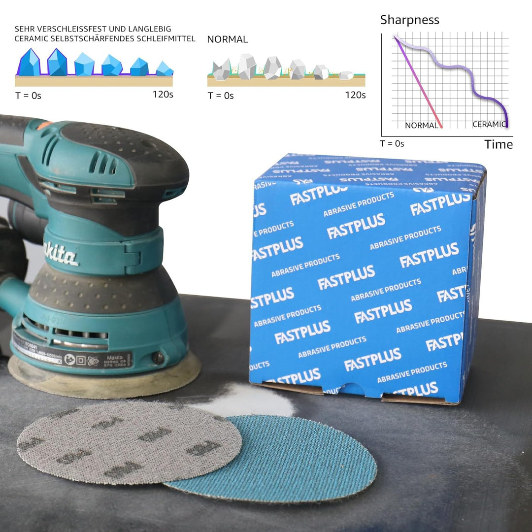 Schleifgitter 125mm Klett 120 Körnung Schleifpapier Rund Netz Blaues Keramik Netzschleifpapier 40 St