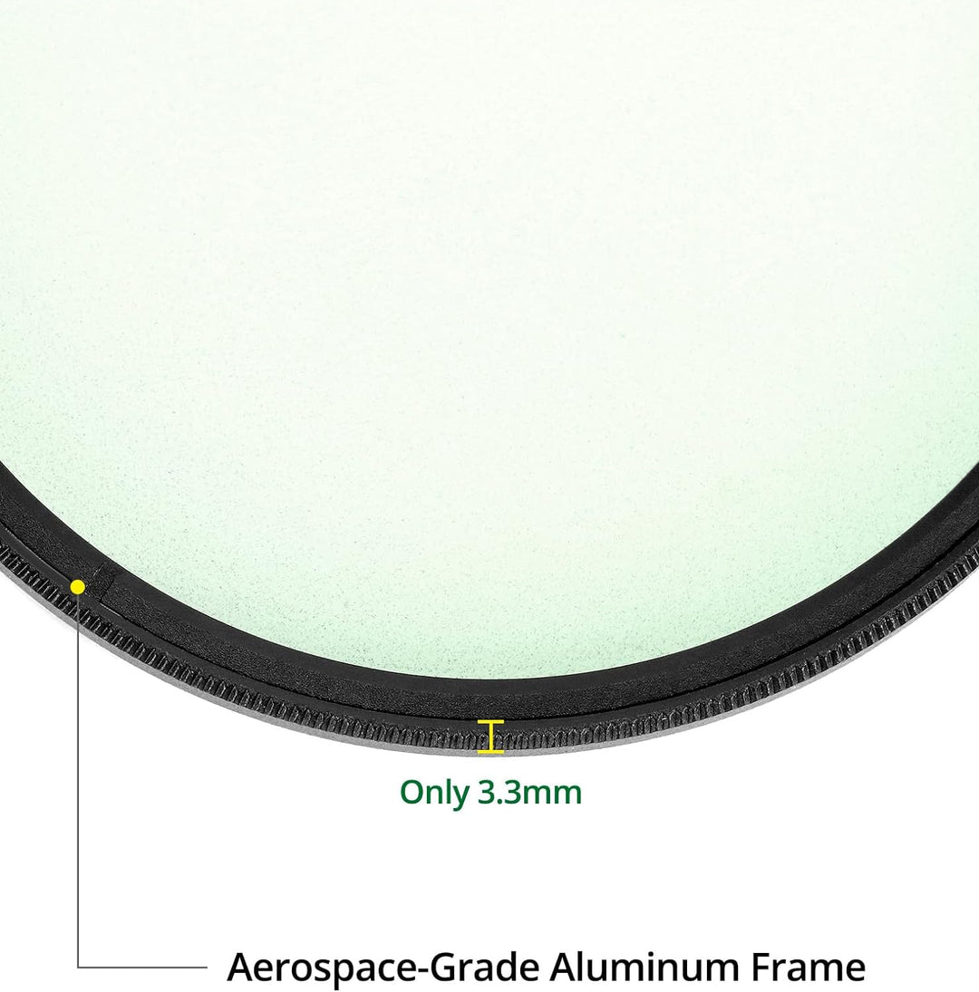 QWORK 67 mm Polfilter - 1/4 Filter Schwarze Diffusion Kinoeffekt - Optisches HD-Glas mit Nanobeschic
