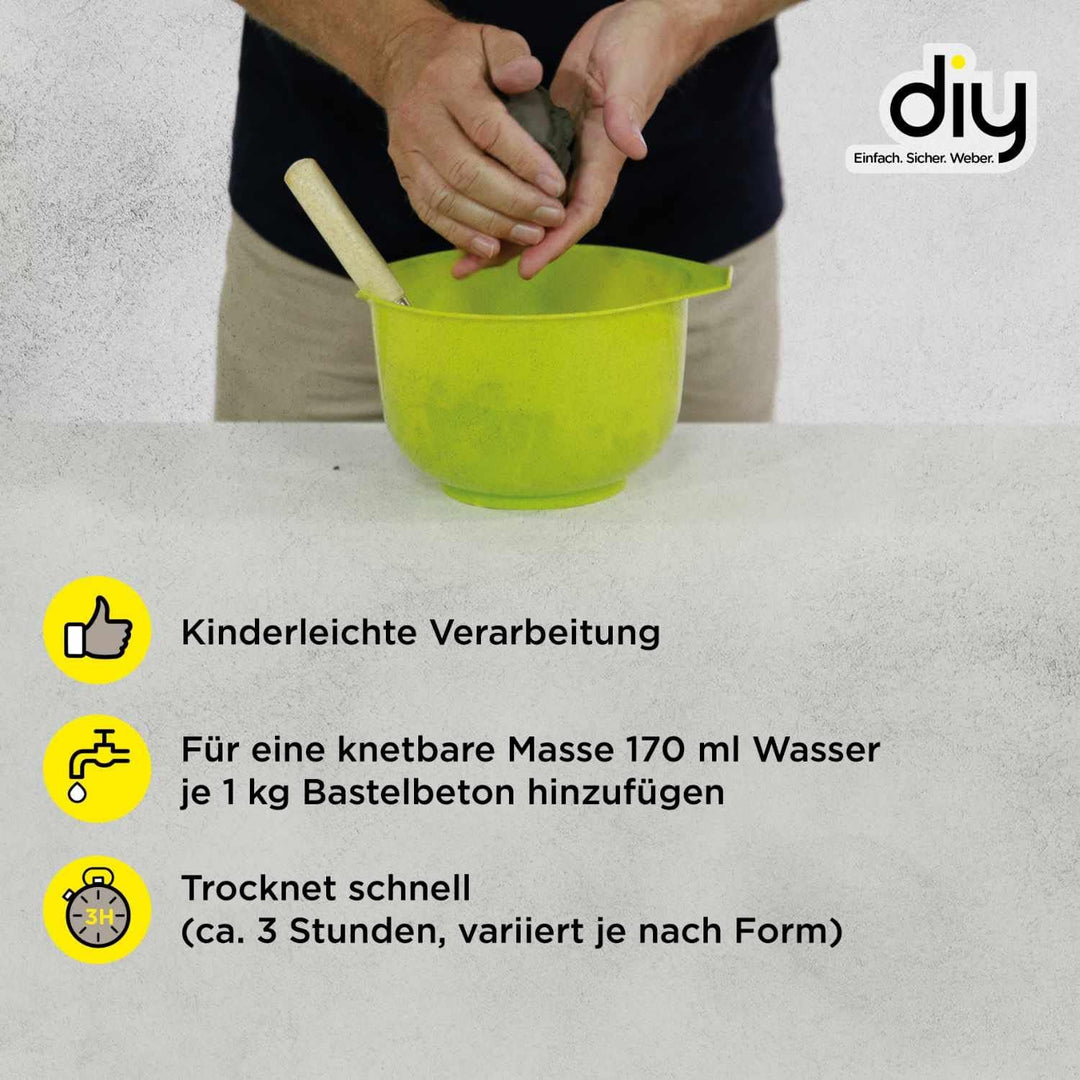 WEBER | Bastelbeton 5 kg | zum Giessen & Kneten | bemalbar, lackierbar, schleifbar | für Hobby- & Kr