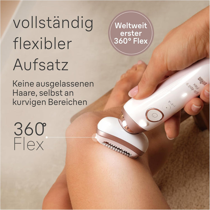 Braun Silk-épil 9 Flex, Epilierer mit flexiblem 360 Kopf für eine einfache Haarentfernung, Wet&Dry,