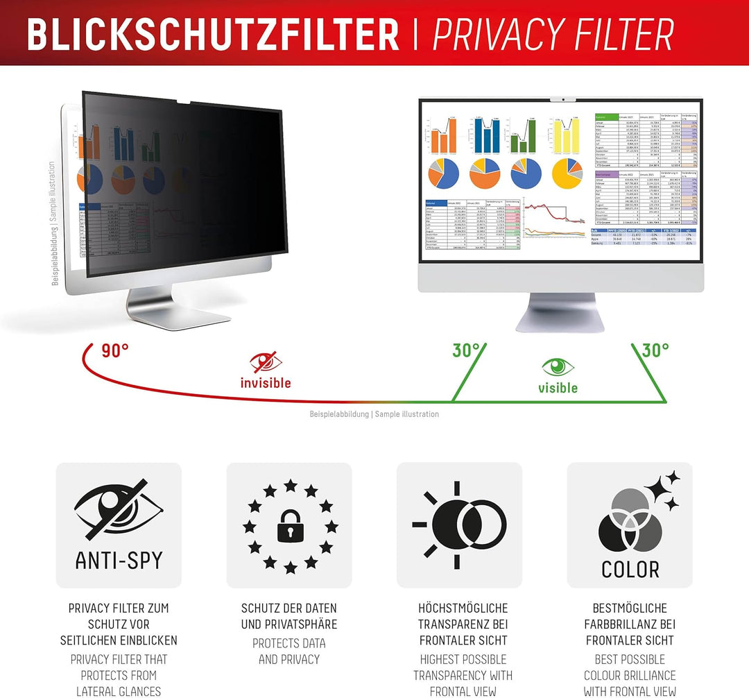 Displex PRIVACY SAFE Magnetischer 2-Wege Blickschutzfilter für Apple iMac 24" M1 (2021)/ M3 (2023)/
