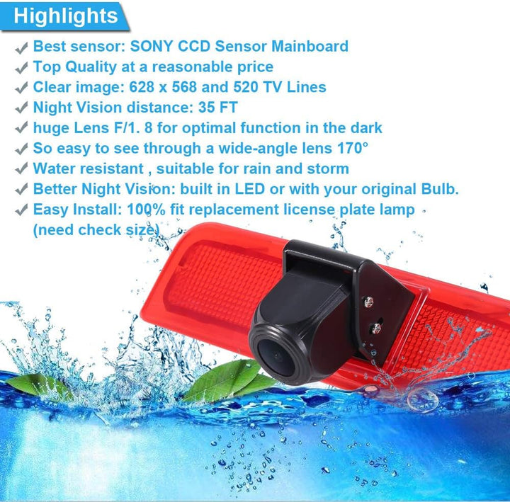 「12mm Objektiv CMOS Rückfahrkamera + 4.3 Zoll TFT LCD Bildschirm Monitor」Bremsleuchte Auto Dach Rück