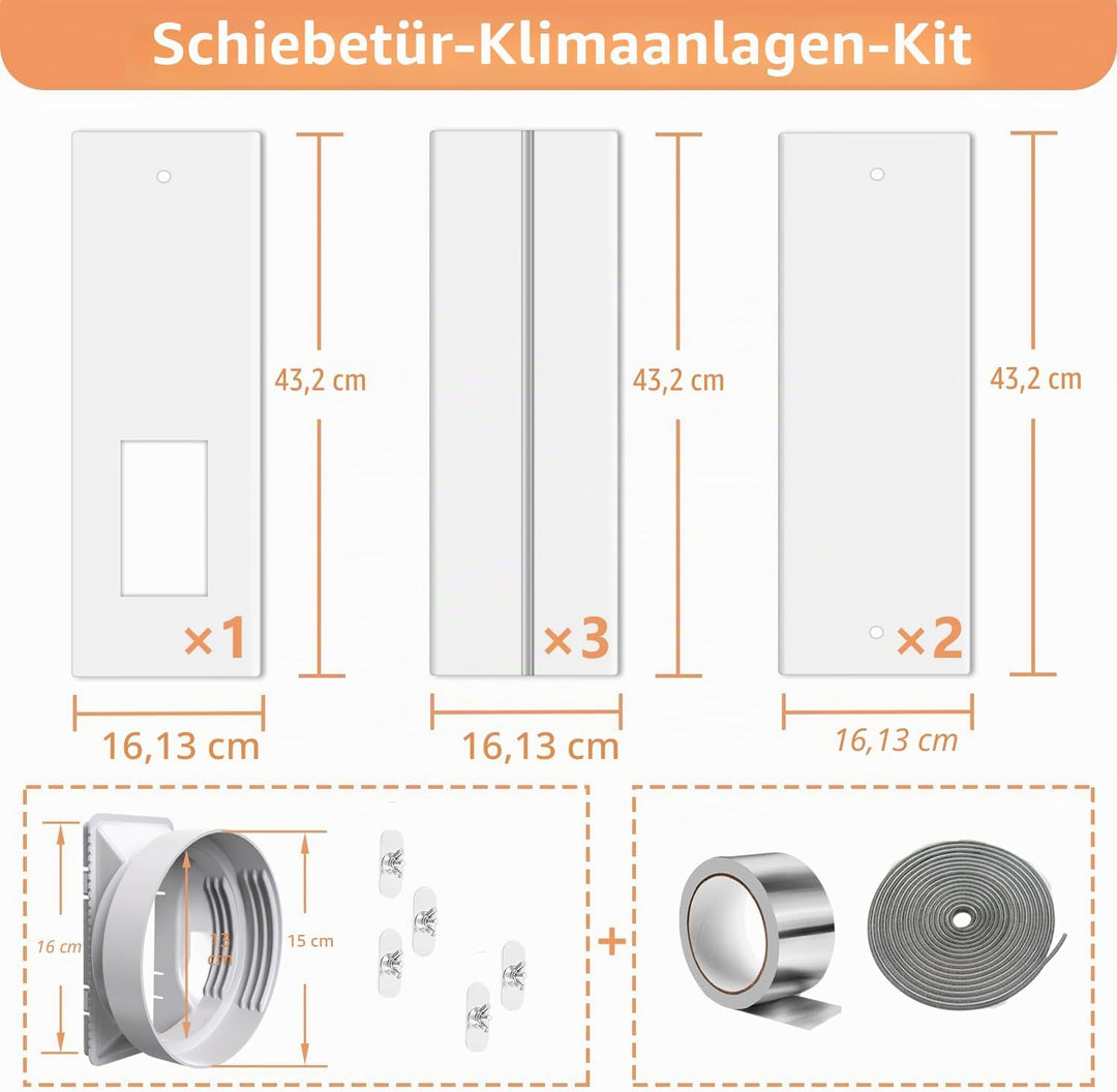 Klimaanlage Fensterabdichtung Balkontür,6 Stück Verstellbares Set(Max 240 cm) für Schiebetür,Univers