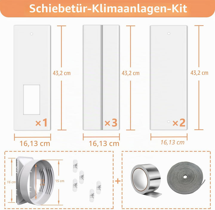 Klimaanlage Fensterabdichtung Balkontür,6 Stück Verstellbares Set(Max 240 cm) für Schiebetür,Univers