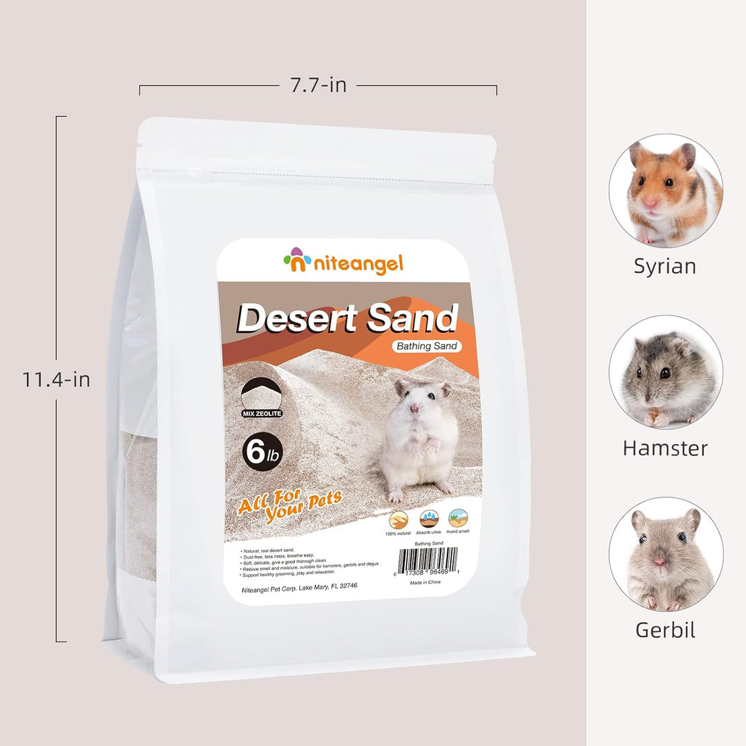 Niteangel Hamster Wüstenbad Sand | Staubfreier Badesand oder Streusand für Hamster, Chinchillas, Ger