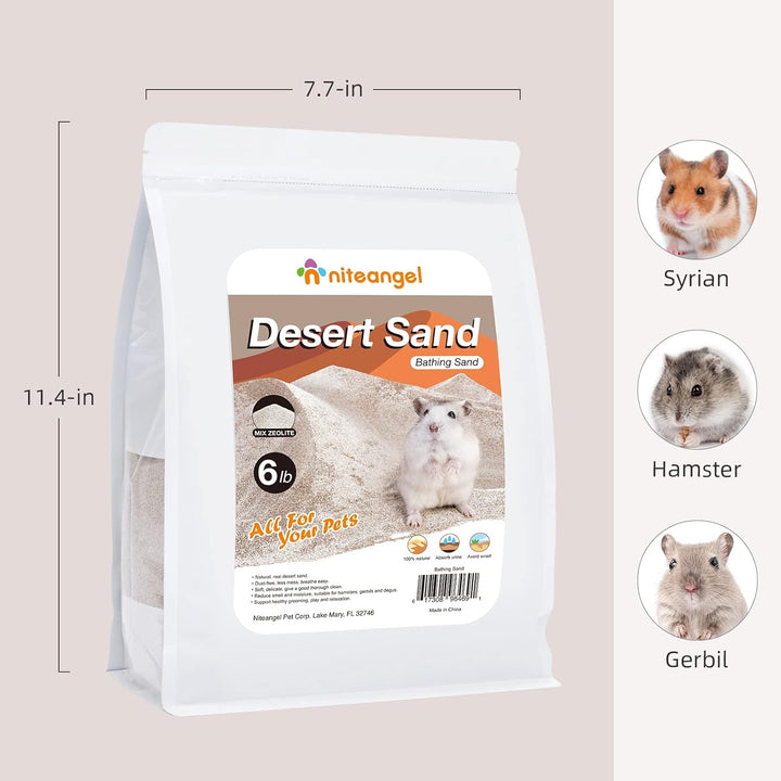 Niteangel Hamster Wüstenbad Sand | Staubfreier Badesand oder Streusand für Hamster, Chinchillas, Ger