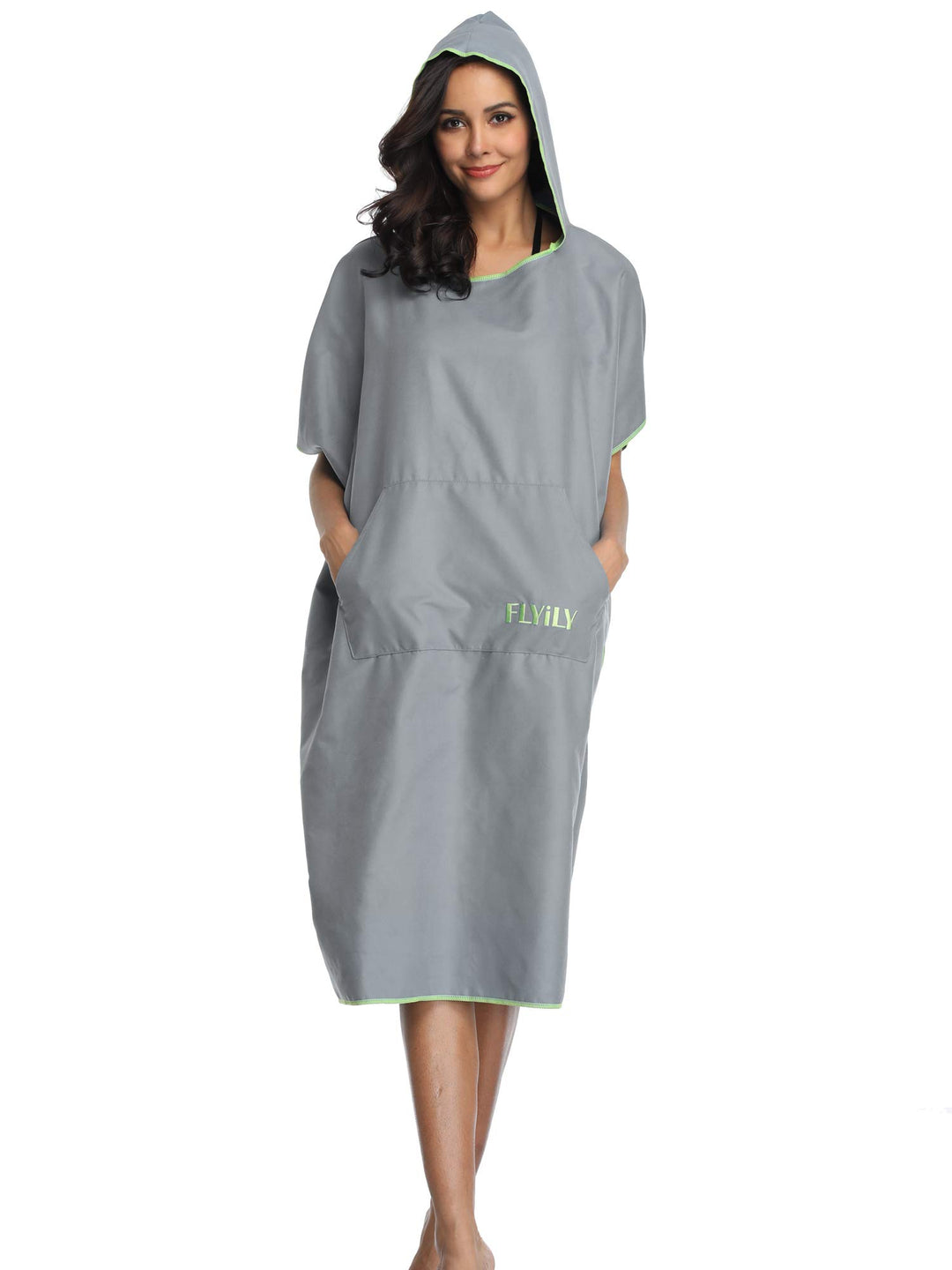 FLYILY Microfaser Surf Poncho Handtuch mit Kapuze Bademantel zum Schwimmen und Strand wechseln Einhe