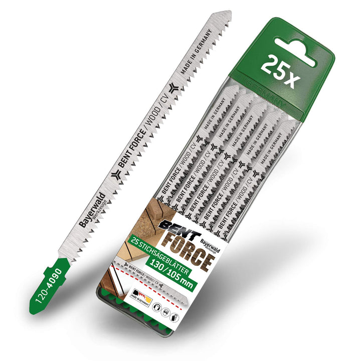 25x Bayerwald Werkzeuge Bent Force CV Stichsägeblätter 130 mm Länge | verz. Länge 105 mm | max. Schn