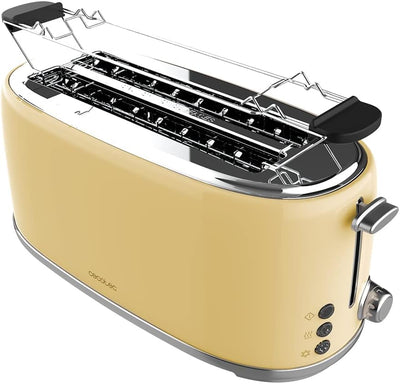 Cecotec Toaster Toast&Taste 1600 Retro Double Beige, 4 Scheiben, 1630 W, 2 Schlitze mit 3,8 cm Breit