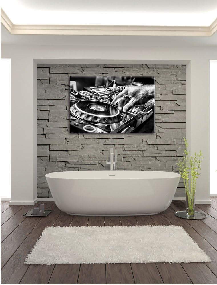 Pixxprint DJ Plattenteller, Cool Music / 100x70cm Leinwandbild bespannt auf Holzrahmen/Wandbild Kuns