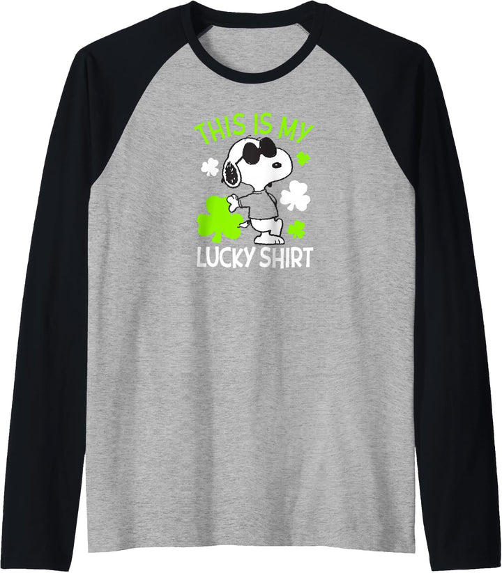 Peanuts St Pattys Day Glückliches Hemd Raglan
