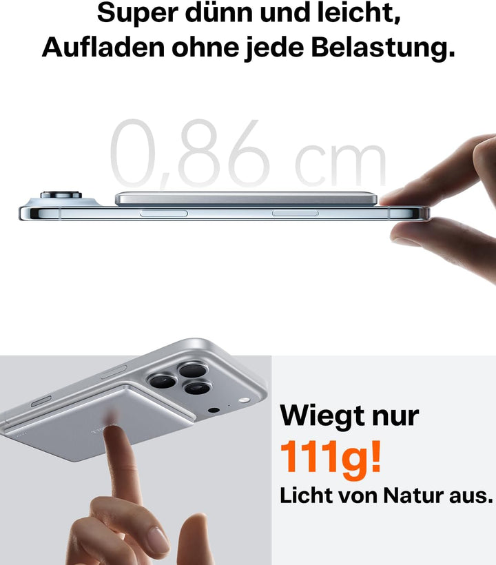 TORRAS MiniMag Ultra Slim Powerbank für Magsafe, 18W Schnellladen 5000mAh Magnetische Powerbank Klei
