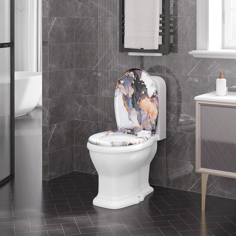 WOLTU Toilettendeckel, WC Sitz mit Absenkautomatik, Klodeckel Klobrille mit Quick-Release-Funktion,