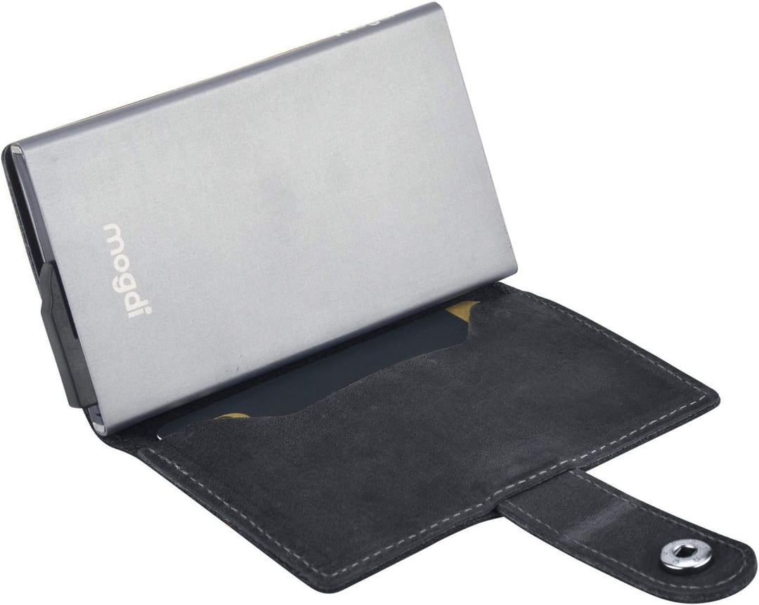 mogdi Mini Black Premium Herren Portmonee RFID Schutz Kartenetui Business Geldbörse feinstes A++ Ech