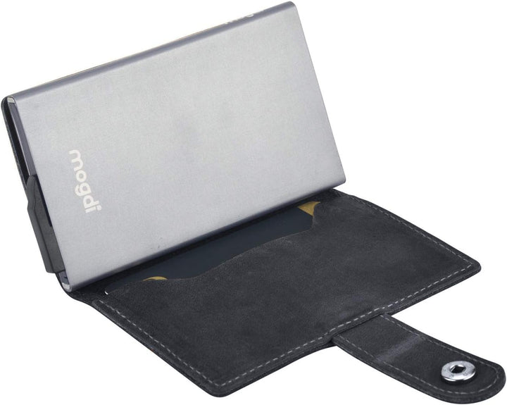 mogdi Mini Black Premium Herren Portmonee RFID Schutz Kartenetui Business Geldbörse feinstes A++ Ech