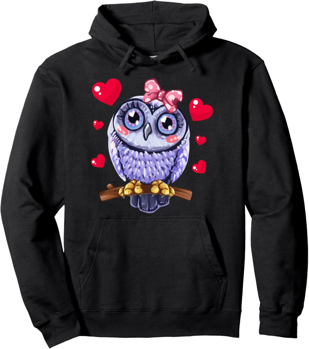 Süsse Eule Mit Herzen Mädchen Damen Eulen Pullover Hoodie