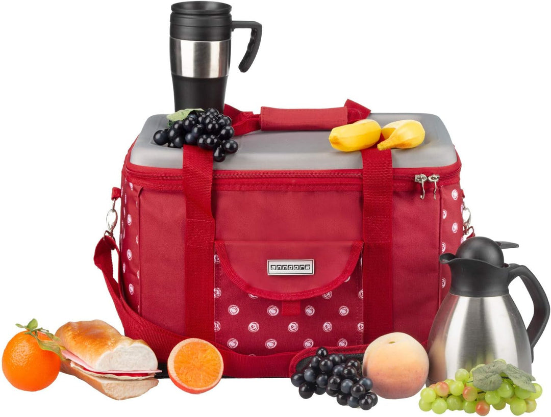 anndora Kühltasche XL 40 Liter - Isotasche Kühlbox Picknicktasche Farbauswahl XL rot weiss gepunktet