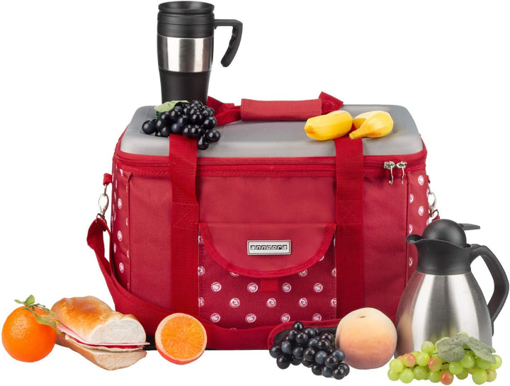 anndora Kühltasche XL 40 Liter - Isotasche Kühlbox Picknicktasche Farbauswahl XL rot weiss gepunktet