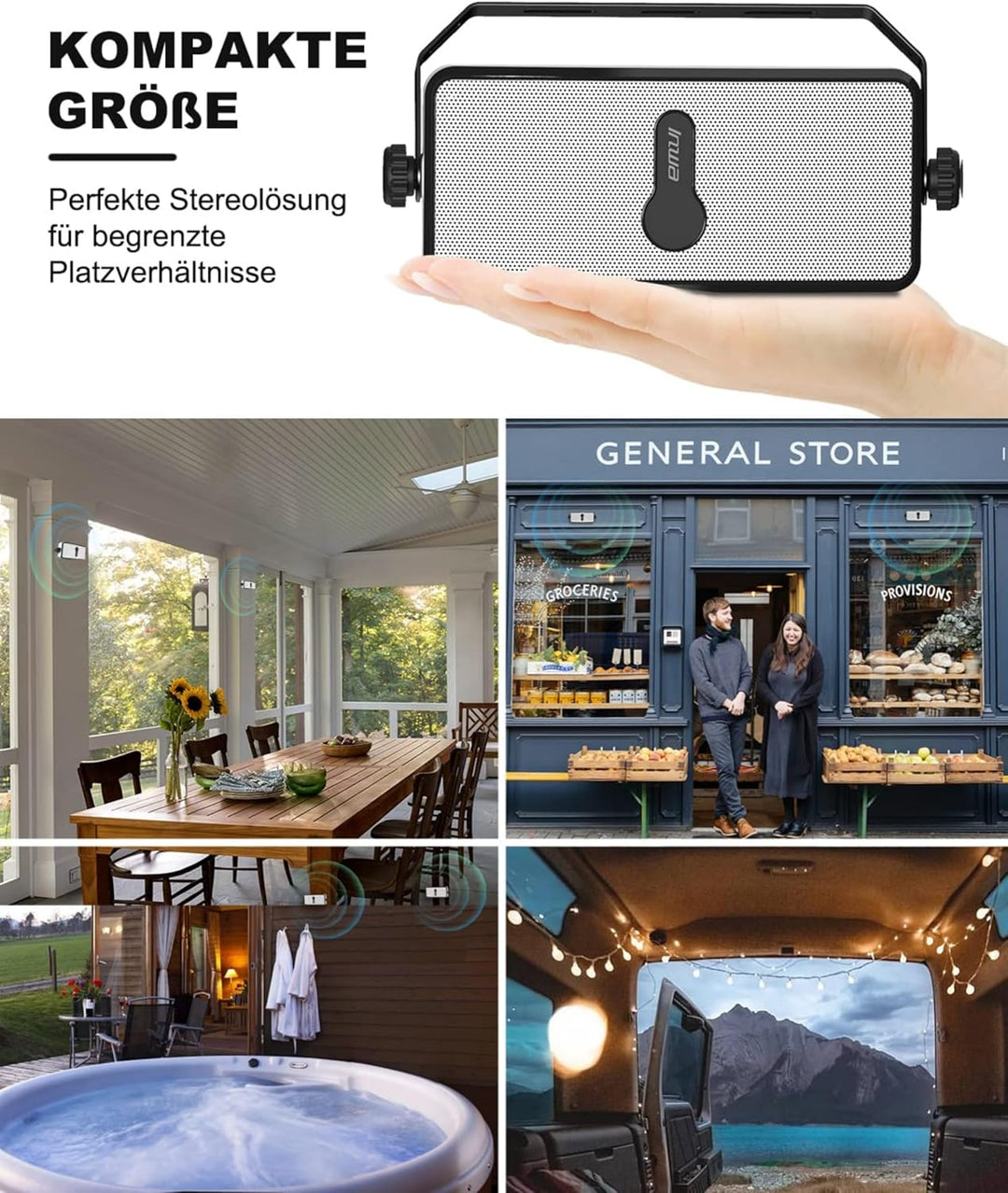 Inwa Bluetooth Outdoor Lautsprecher, Wandlautsprecher, Unbegrenzte Anzahl Synchronisiert, 17 * 10 *