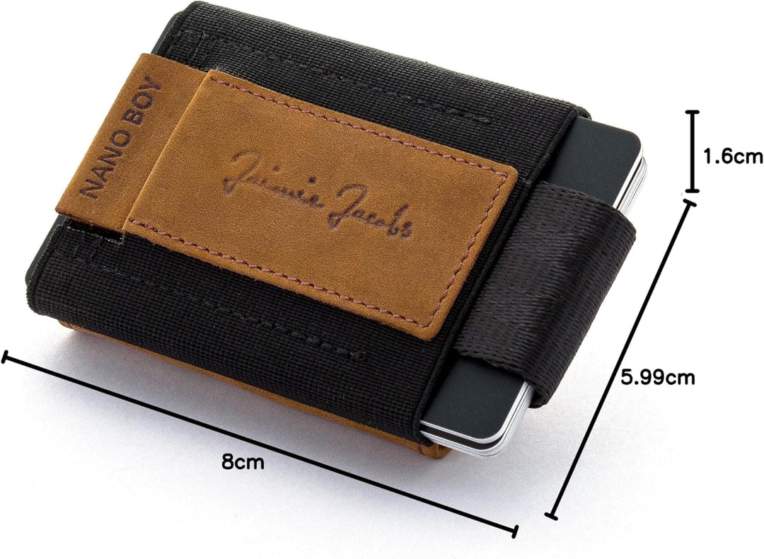 Jaimie Jacobs Minimalist Wallet Nano Boy Pocket Mini Geldbörse aus Textil mit Zugband schmaler Karte