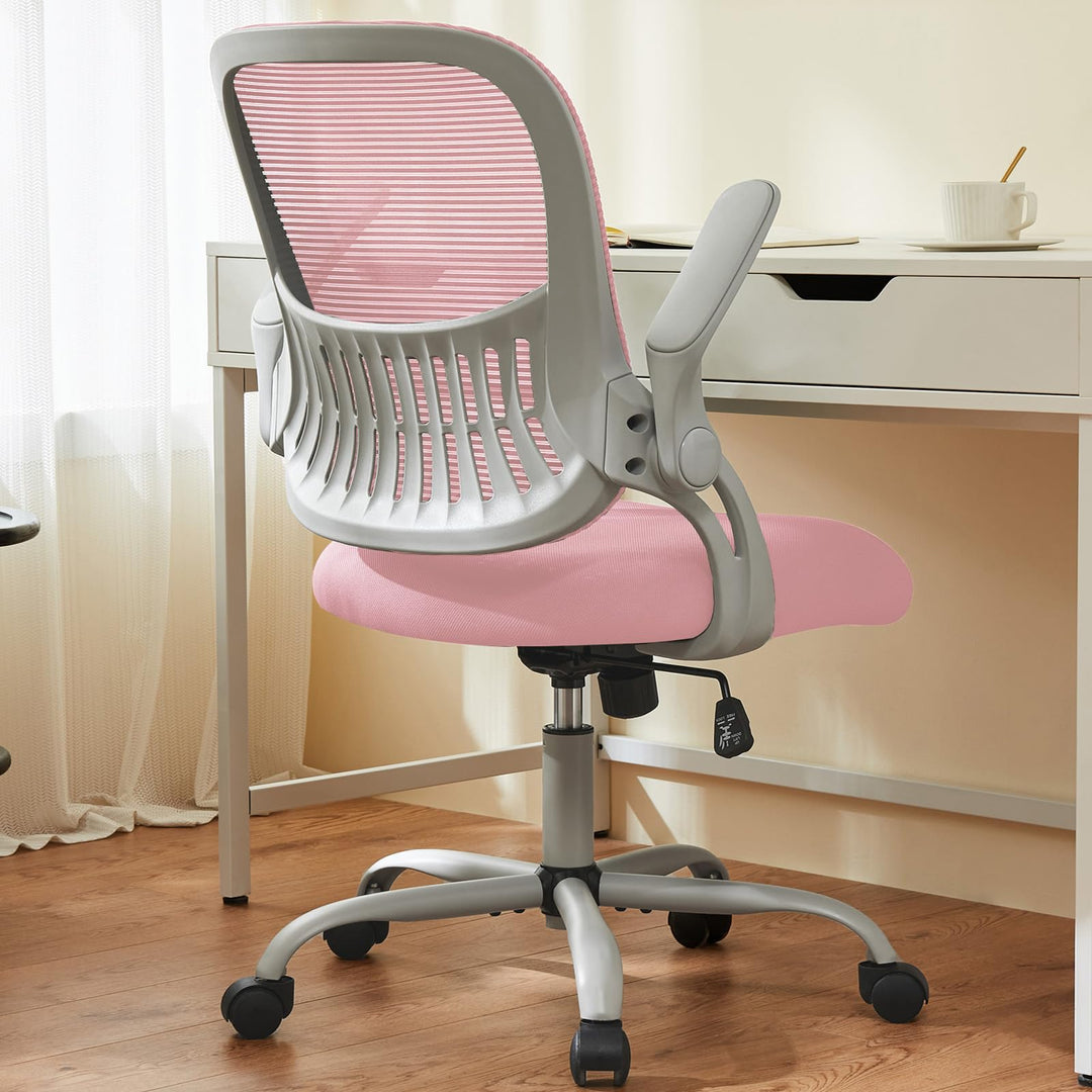 Sweetcrispy Computer-Schreibtischstuhl für Heimbüro, ergonomisch, mittlere Rückenlehne, Netzstoff, D