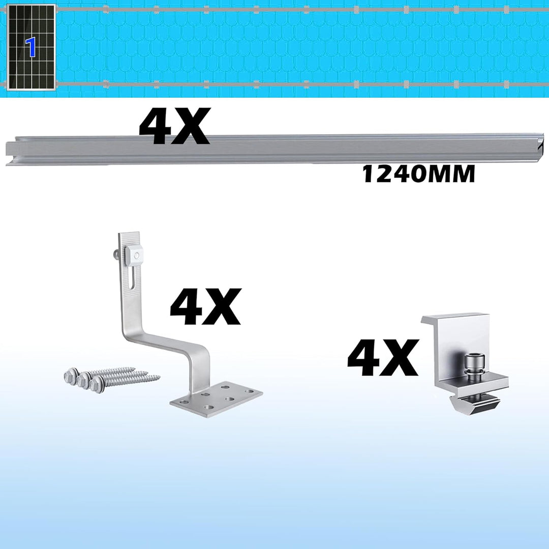 Photovoltaik Solar Halterung Ziegeldach Befestigungssystem 1 Module, Solarmodul Halterung Ziegeldach