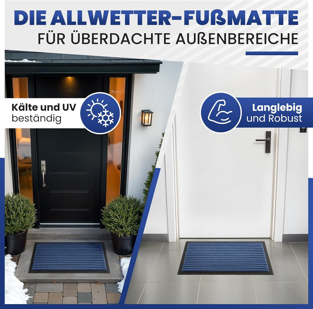 Fussmatte aussen - extrem rutschfest & langlebig - Fussabtreter aussenbereich blau 80x120cm - Türmat