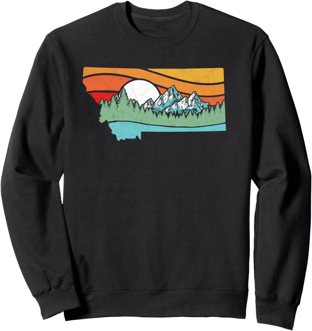 Montana Outdoors Retro Mountains & Nature Graphic Sweatshirt