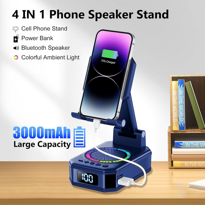 Bluetooth Lautscher, Mama, 4-in-1 Musikbox Bluetooth mit 7 LED-Farben und Handyhalterung, Lange Akku