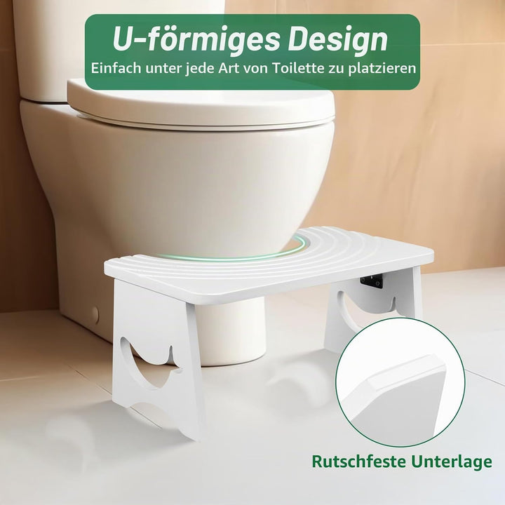 Klappbarer Toilettenhocker Erwachsene aus Bambus, 17.5cm Whale Design Toilettenhocker Klappbar für V