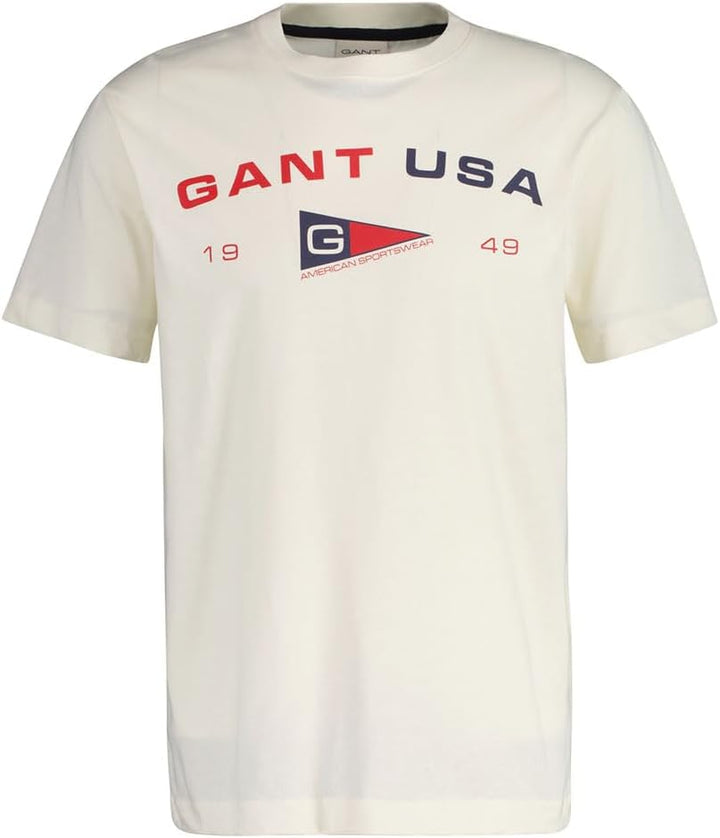 GANT Herren Printed Graphic Ss T-Shirt S Cream, S Cream