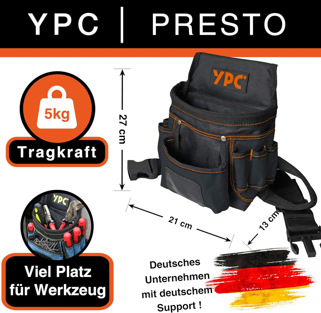 YPC Presto Werkzeug Gürteltasche XL – Werkzeuggürtel, Arbeitsgürtel, wasserfeste Werkzeugtasche mit