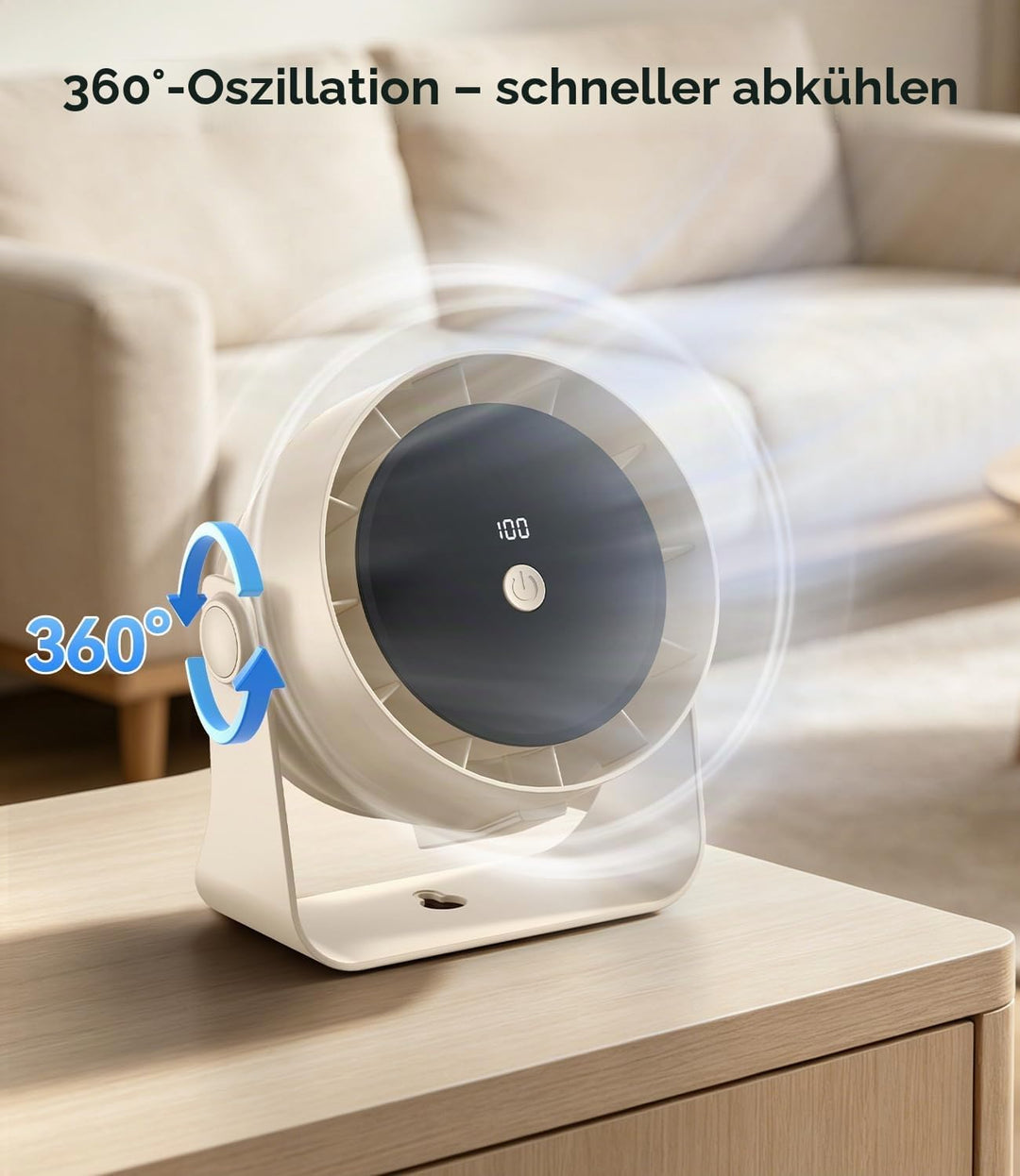 Tischventilator, 2 in 1 USB Ventilator Leise Tischventilatoren Mini Ventilator 6 Geschwindigkeiten C