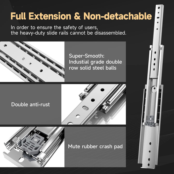 AOLISHENG Schwerlast Schubladenschienen vollauszug 900 mm Schwerlastauszüge mit einer Tragfähigkeit