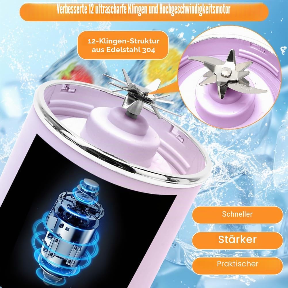 Tragbarer Mixer, 700 ml kleiner Smoothie Mixer, Mini-Standmixer mit 12 Edelstahlklingen und Digitala