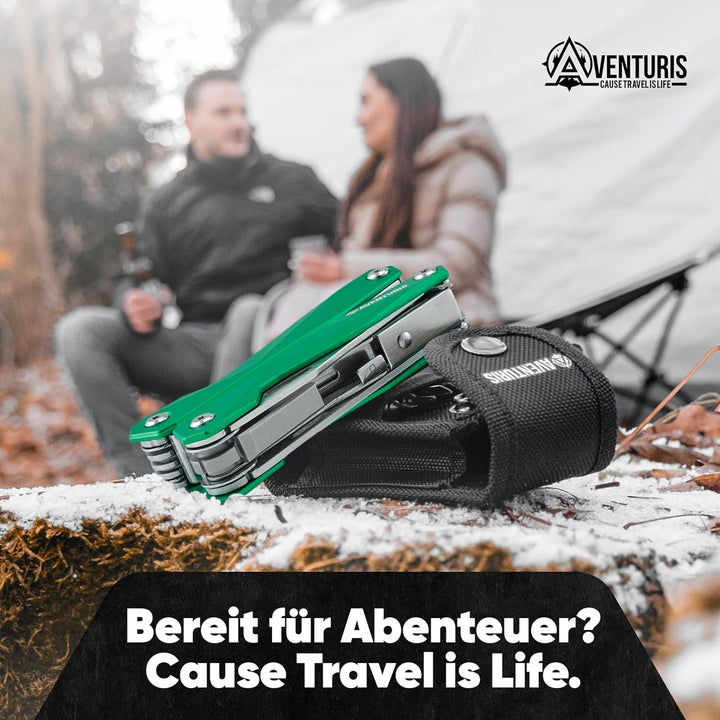 AVENTURIS® Multitool-Werkzeug [Edelstahl] mit 21 Funktionen, Geschenk für Mann, Multi tool mit Zange