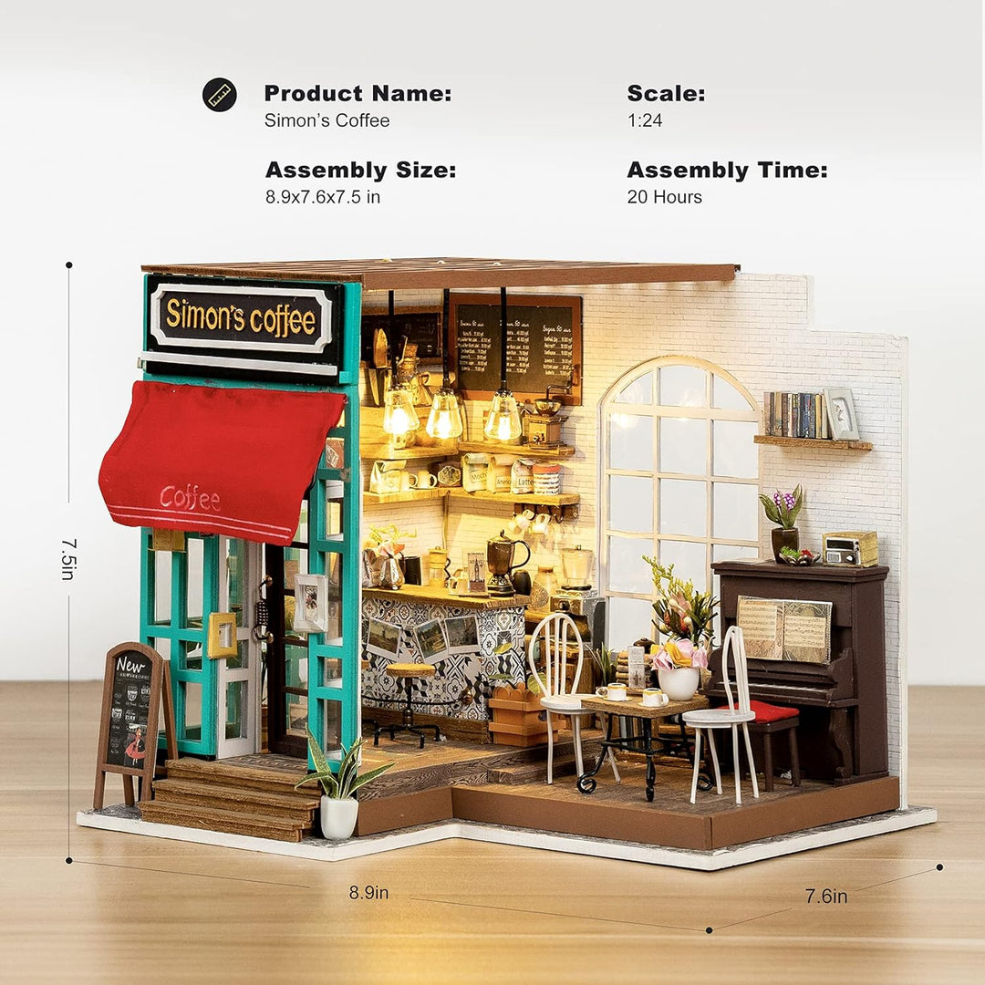 Rolife Puppenhaus Miniatur DIY Kit Coffeeshop Rollenspiel Spielzeug Puppenhaus Zimmer Modell Teenage