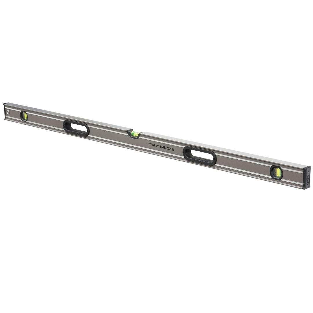 Stanley FatMax Wasserwaage Pro (120 cm Länge, horizontale/vertikale Libelle, Schutzkappen, Bi-Materi