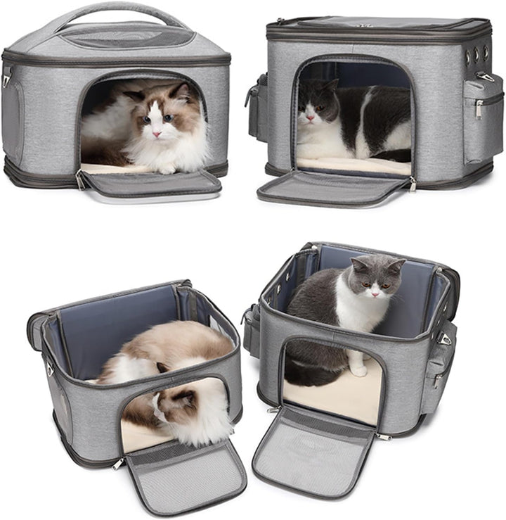 Katzentrage, Doppelter Katzenrucksack für 2 Katzen, Katzen-Reisetrage mit Hervorragender Belüftung f